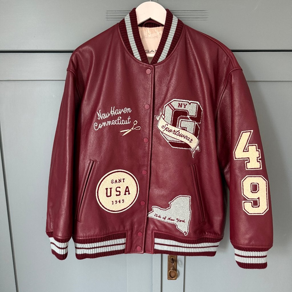 GANT Leather Varsity Baseball Jack (maat M), Maat 38/40 (M), Overige kleuren, Nieuw, Ophalen of Verzenden