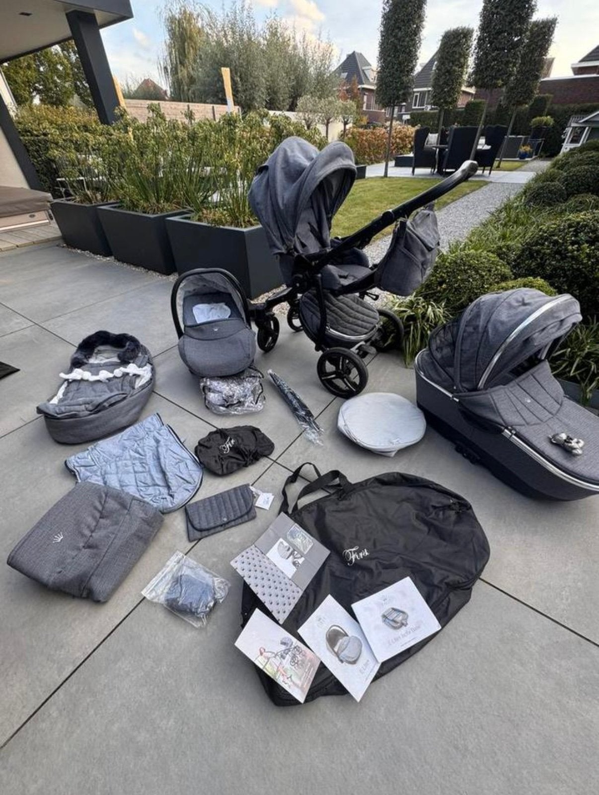 Luxe set First kinderwagen Complete Set, Kinderen en Baby's, Kinderwagens en Combinaties, Ophalen of Verzenden, Zo goed als nieuw