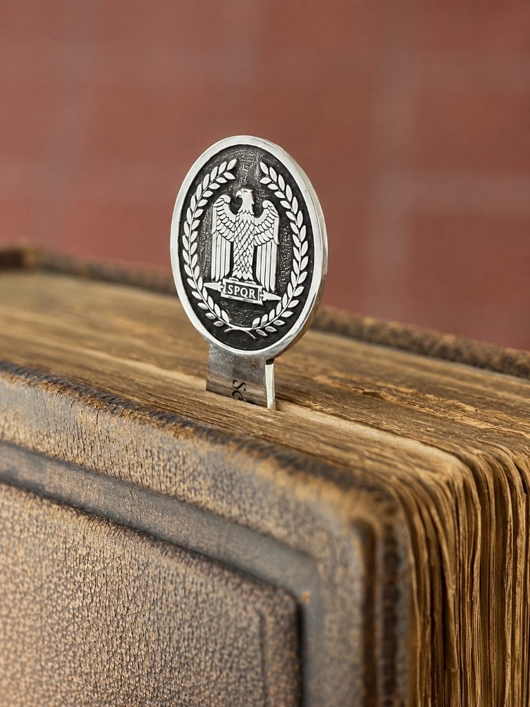 Zilveren SPQR bladwijzer 925 zilver Romeins boekenlegger., Ophalen of Verzenden, Zilver