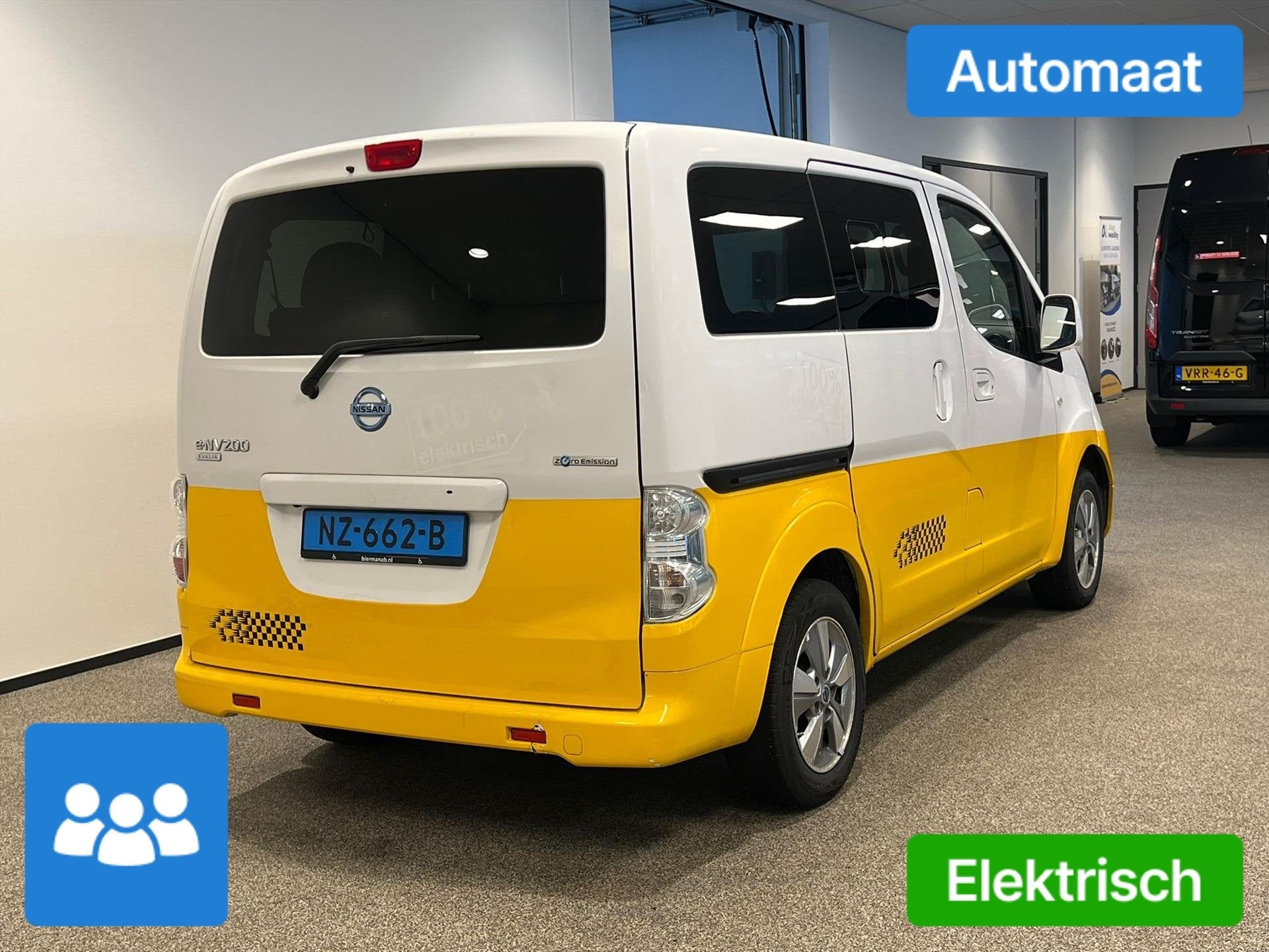 Nissan Nv200 Evalia 7 Pers. TAXI / Groepsvervoer Elektrisch, Auto's, Nissan, Stof, Gebruikt, Zwart, Wit