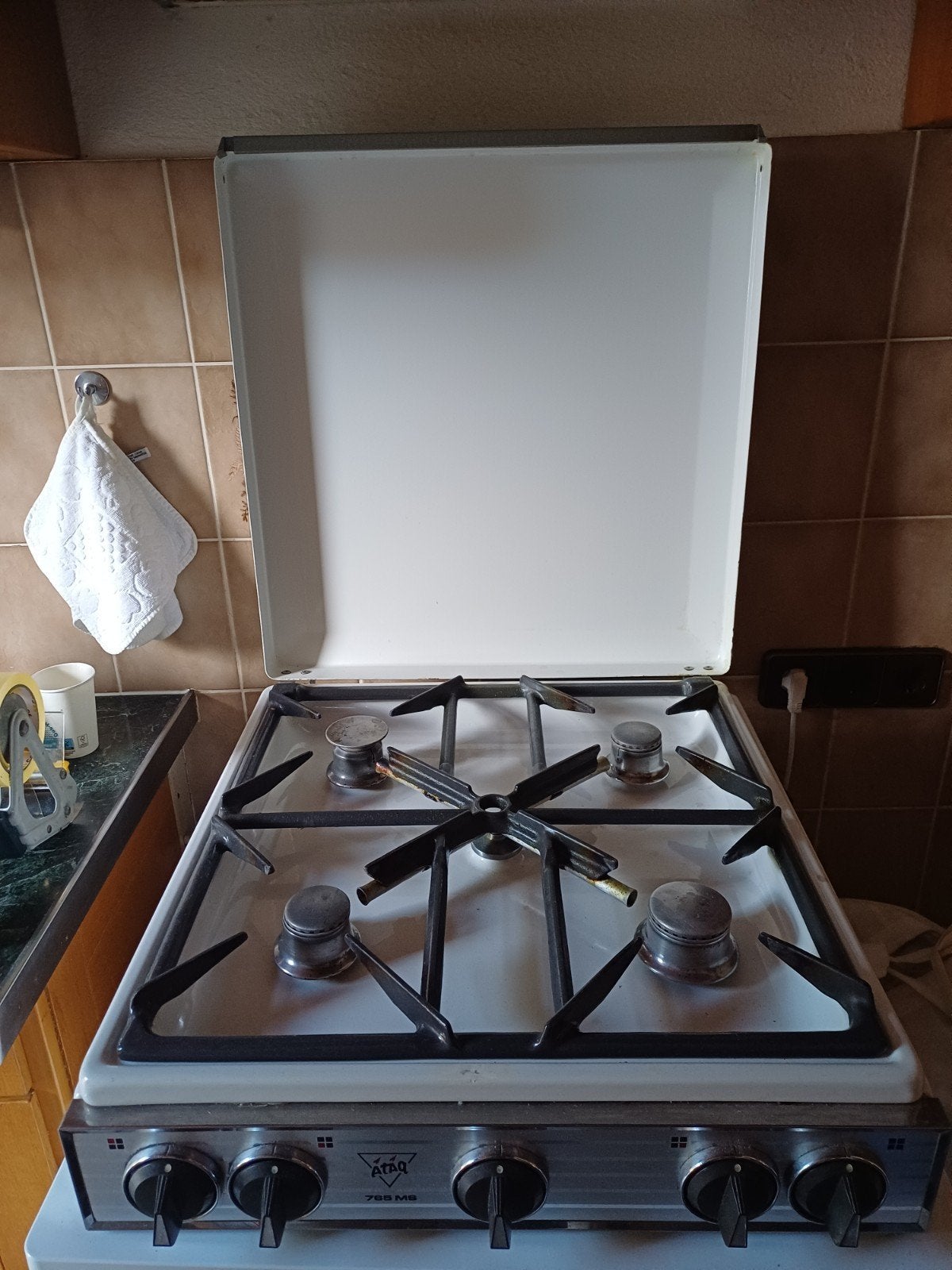 ATAG vrijstaande gaskookplaat 4 pits met deksel, Ophalen, Gebruikt, 4 kookzones, Gas