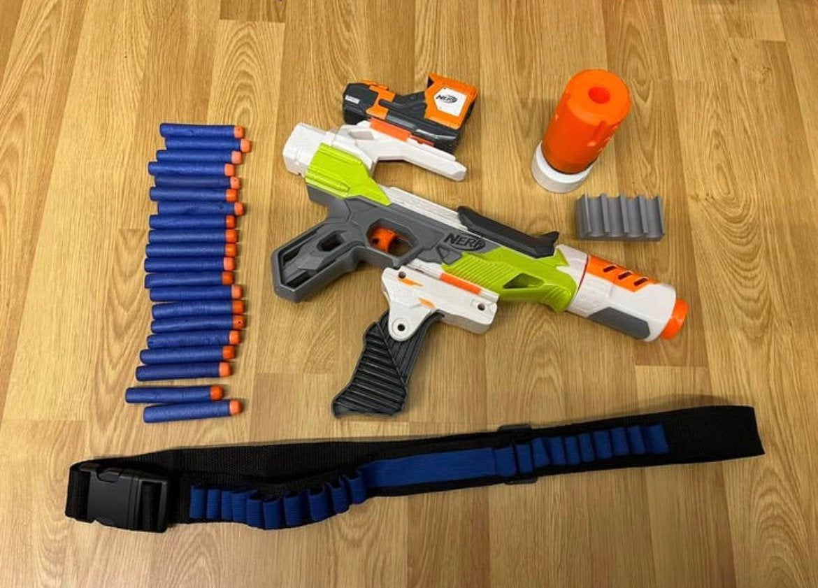 Nerf n-strike modulus ionfire incl 2 opzetstukken, Ophalen of Verzenden, Zo goed als nieuw