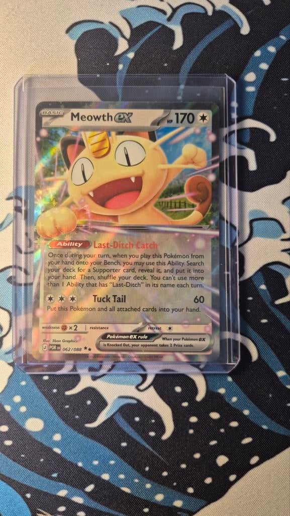Meowth EX Pokémon Kaart - Perfecte Staat, Ophalen of Verzenden, Zo goed als nieuw, Losse kaart, Foil