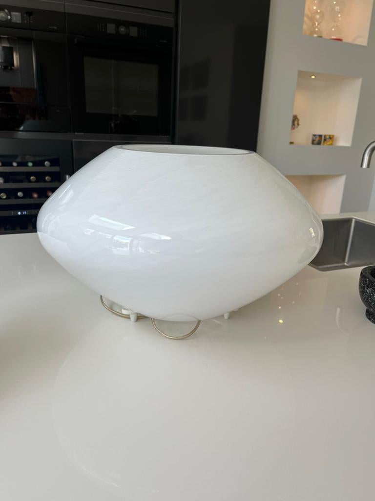 Italiaanse design lamp - Wit glas, modern en elegant, Ophalen, Zo goed als nieuw