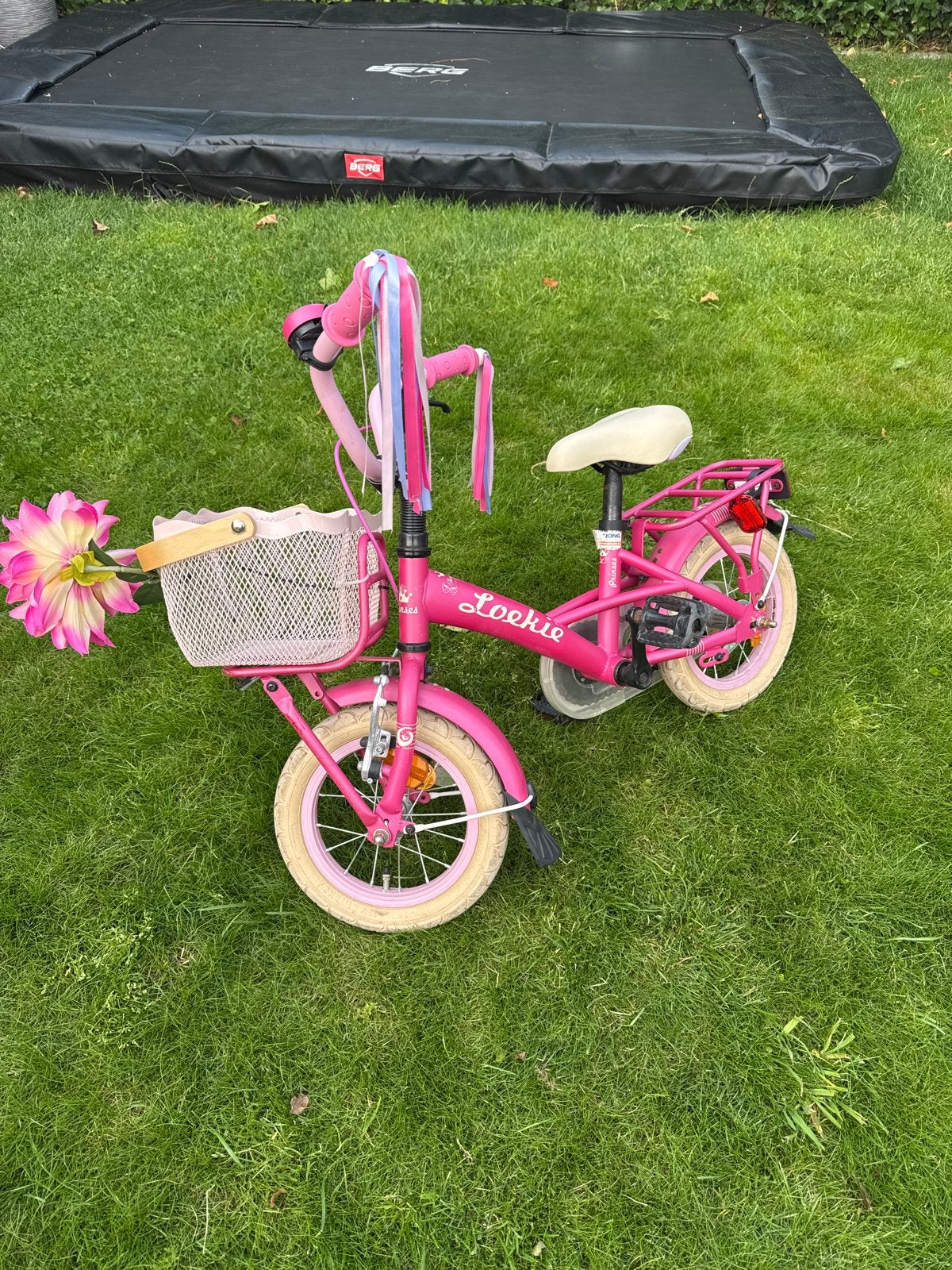 Roze Lookie kinderfiets 12 inch met mandje, Ophalen of Verzenden, Gebruikt, Velgrem, Minder dan 16 inch