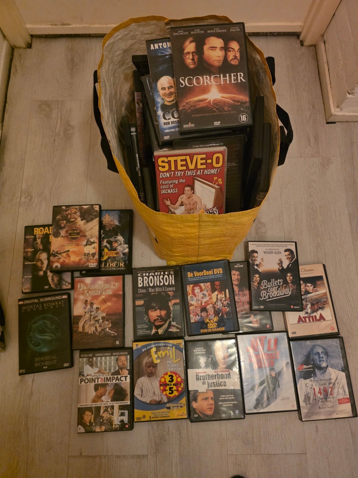Grote collectie diverse DVD's in tas, Cd's en Dvd's, Ophalen of Verzenden, Gebruikt