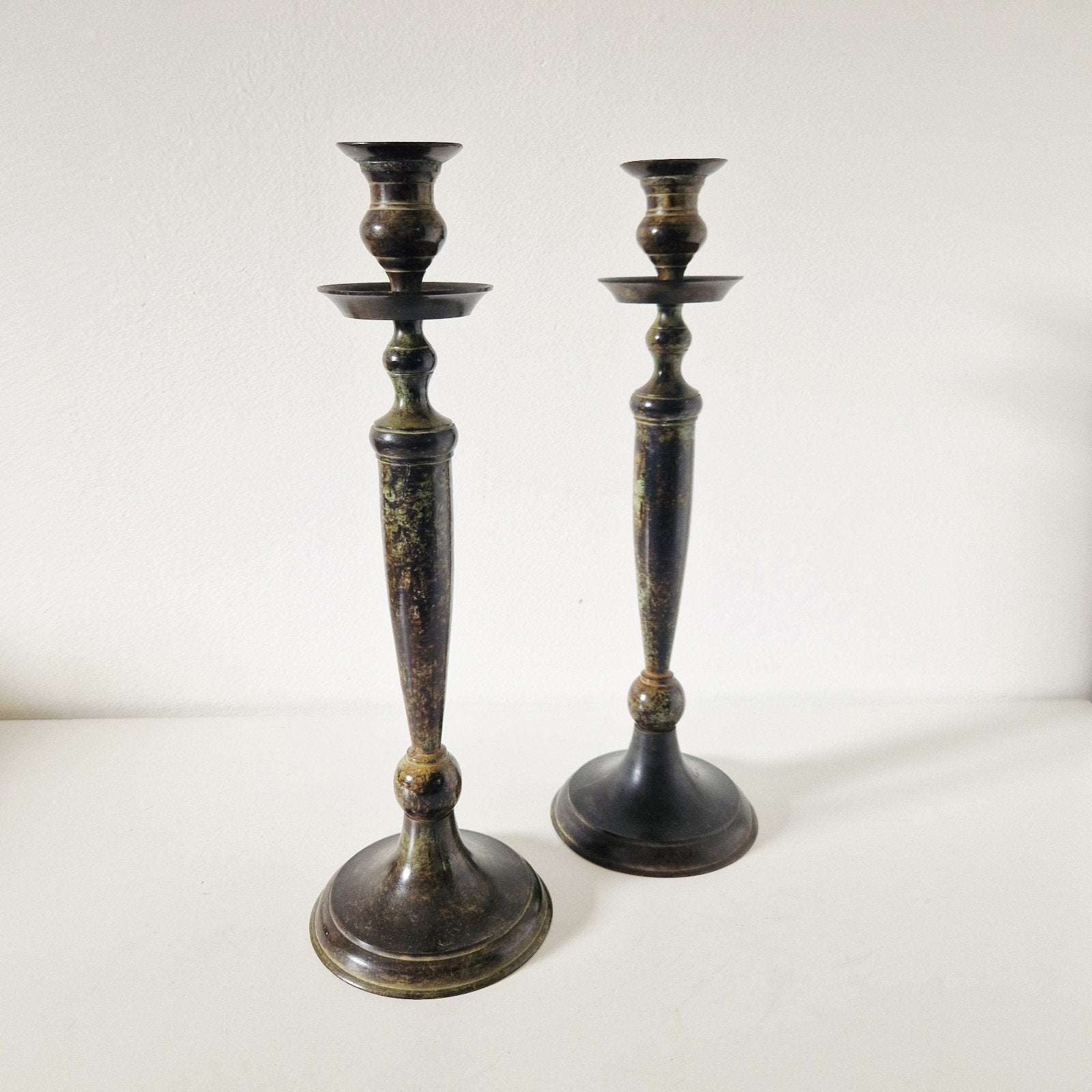 set 2 vintage kandelaars brons kleur jaren 90, Kolibrivintagehal@gmail.com, Kolibri vintage, Ophalen of Verzenden, Metaal