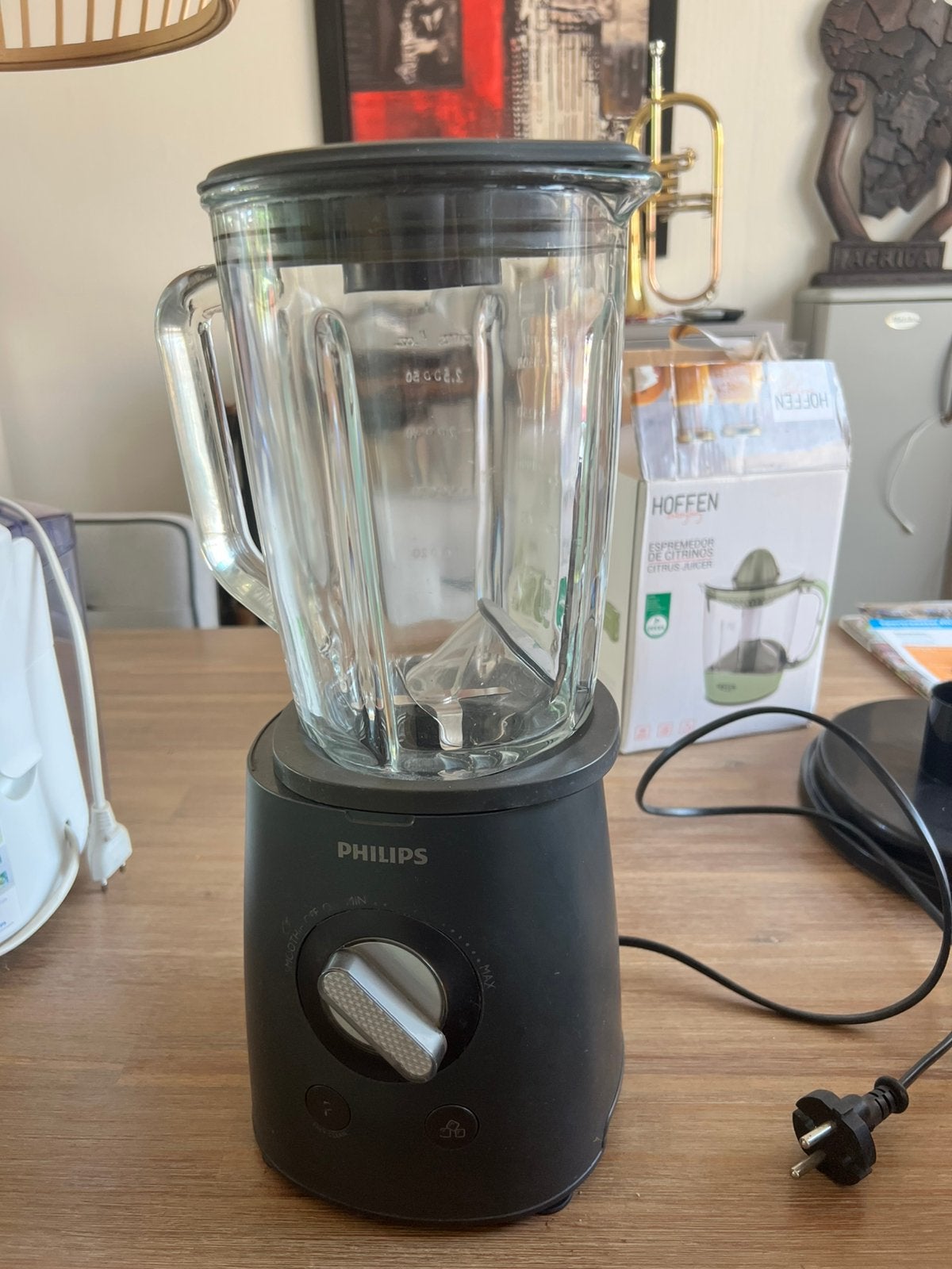 Goedwerkende Philips glazen blender, Witgoed en Apparatuur, Blenders, Ophalen, Zo goed als nieuw, Blender