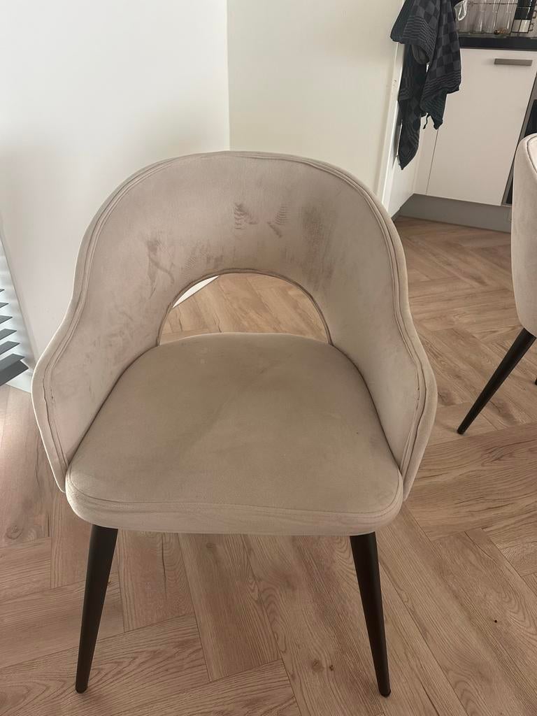 6 Kayoom Eetkamerstoelen 'Joris' Velvet - Beige, Ophalen, Gebruikt, Overige kleuren, Stof