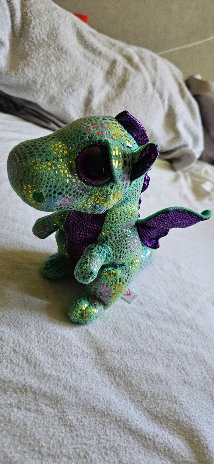 Ty Beanie Baby Cinder de Draak - Groen/Paars Knuffel, Overige karakters, Overige typen, Ophalen of Verzenden, Zo goed als nieuw