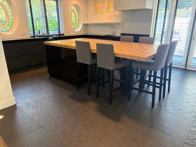 Complete keuken met eiland, Gebruikt, Zwart, Overige typen, Graniet of Steen