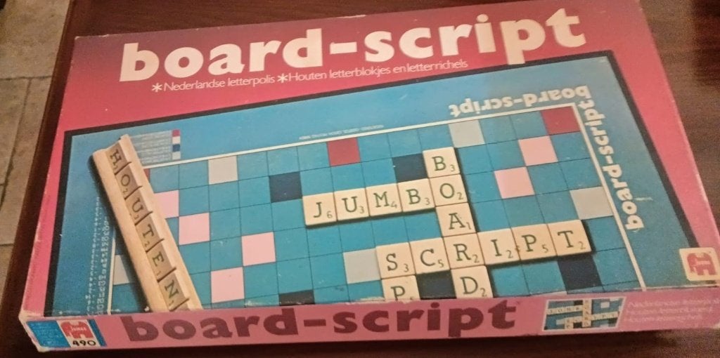 Board-Script: Klassiek Woordspel met Houten Letters, Drie of vier spelers, Ophalen, Gebruikt, Jumbo