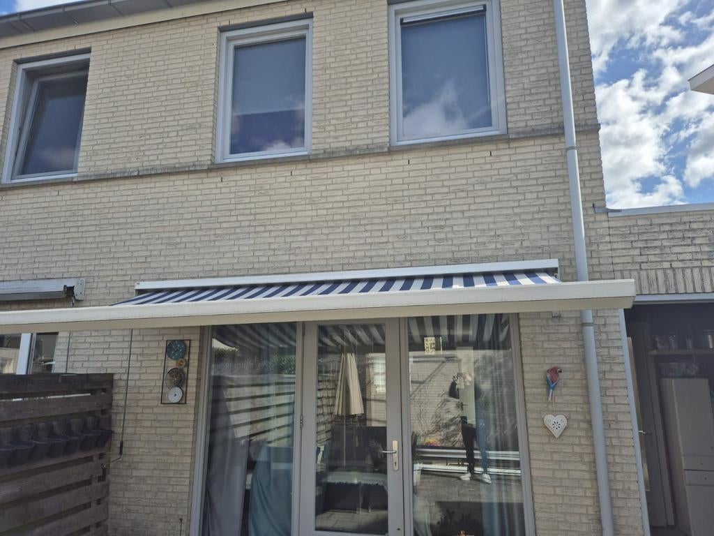 Zonnescherm 4 meter, 150 tot 300 cm, Ophalen, Gebruikt, Knikarmscherm