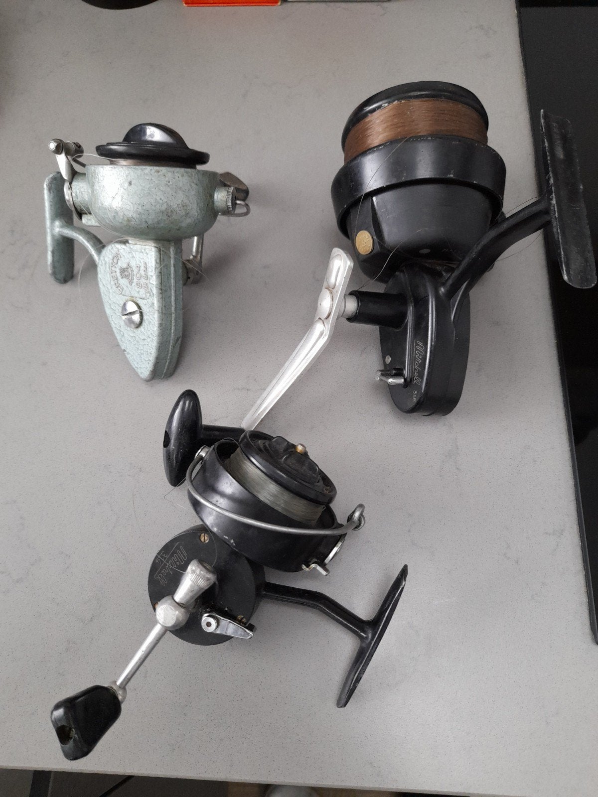 Vintage Mitchell en Bretton vismolens - Set van 3, Ophalen of Verzenden