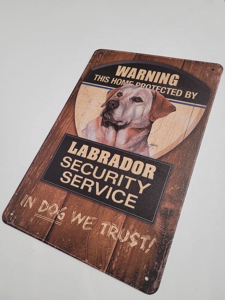 Labrador blond security service reclamebord van metaal deco, Info@deconoord.nl, Deco Noord, Nieuw, Ophalen of Verzenden
