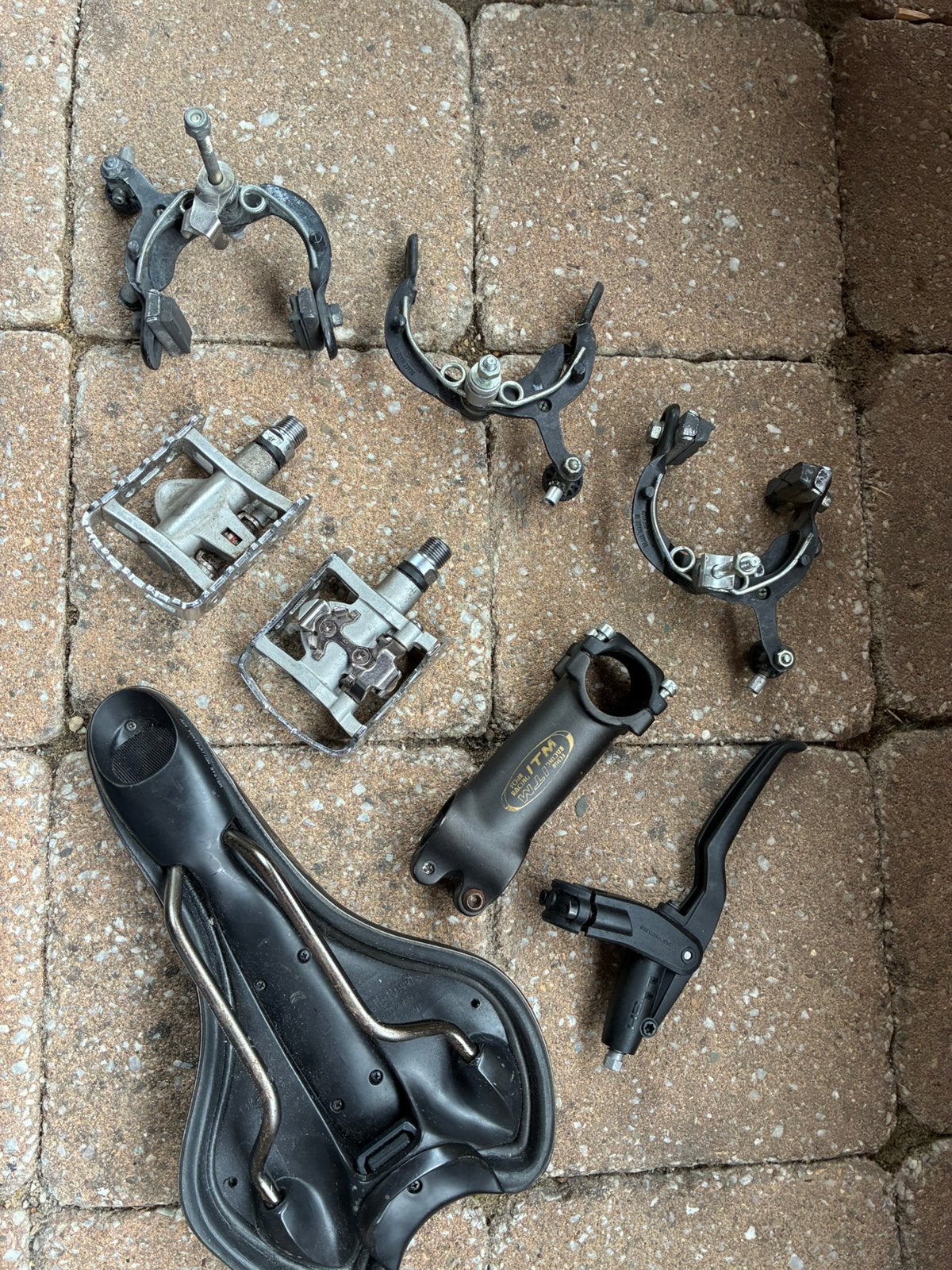 Shimano SPD pedalen - gel zadel, weinmann remmen, magura rem, Gebruikt, Overige materialen, Overige typen, Ophalen of Verzenden