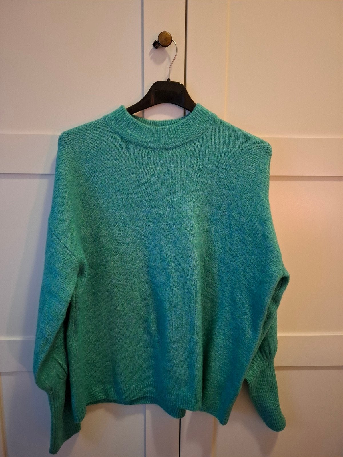 HEMA Gebreide Trui M - Gemêleerd Turquoise Nieuw, Maat 38/40 (M), Blauw, Nieuw, Ophalen of Verzenden