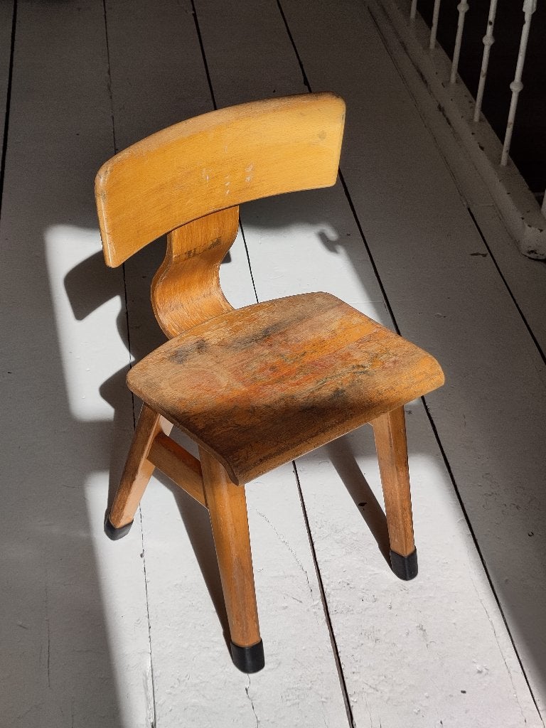 Retro vintage schoolstoeltje kind, Ophalen, Gebruikt, Stoel(en)