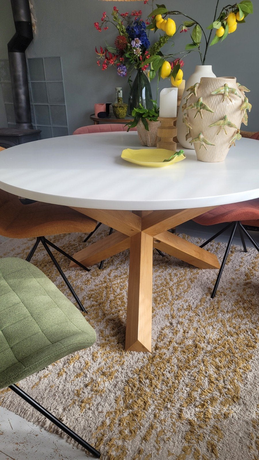 Kave Home Scandinavische eettafel 135 cm (5-6 pers.), Ophalen, Gebruikt, Rond, Scandinavisch