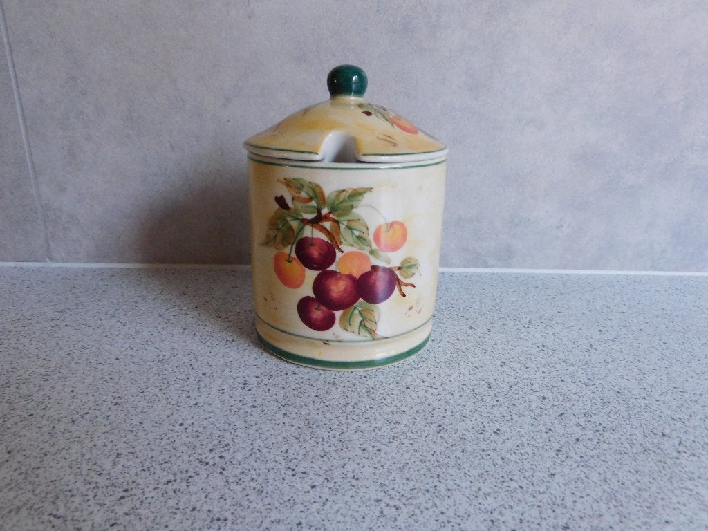 Confiture of Suiker Pot Kersen Vic's Handpainted, Overige merken, Overige typen, Ophalen of Verzenden, Zo goed als nieuw