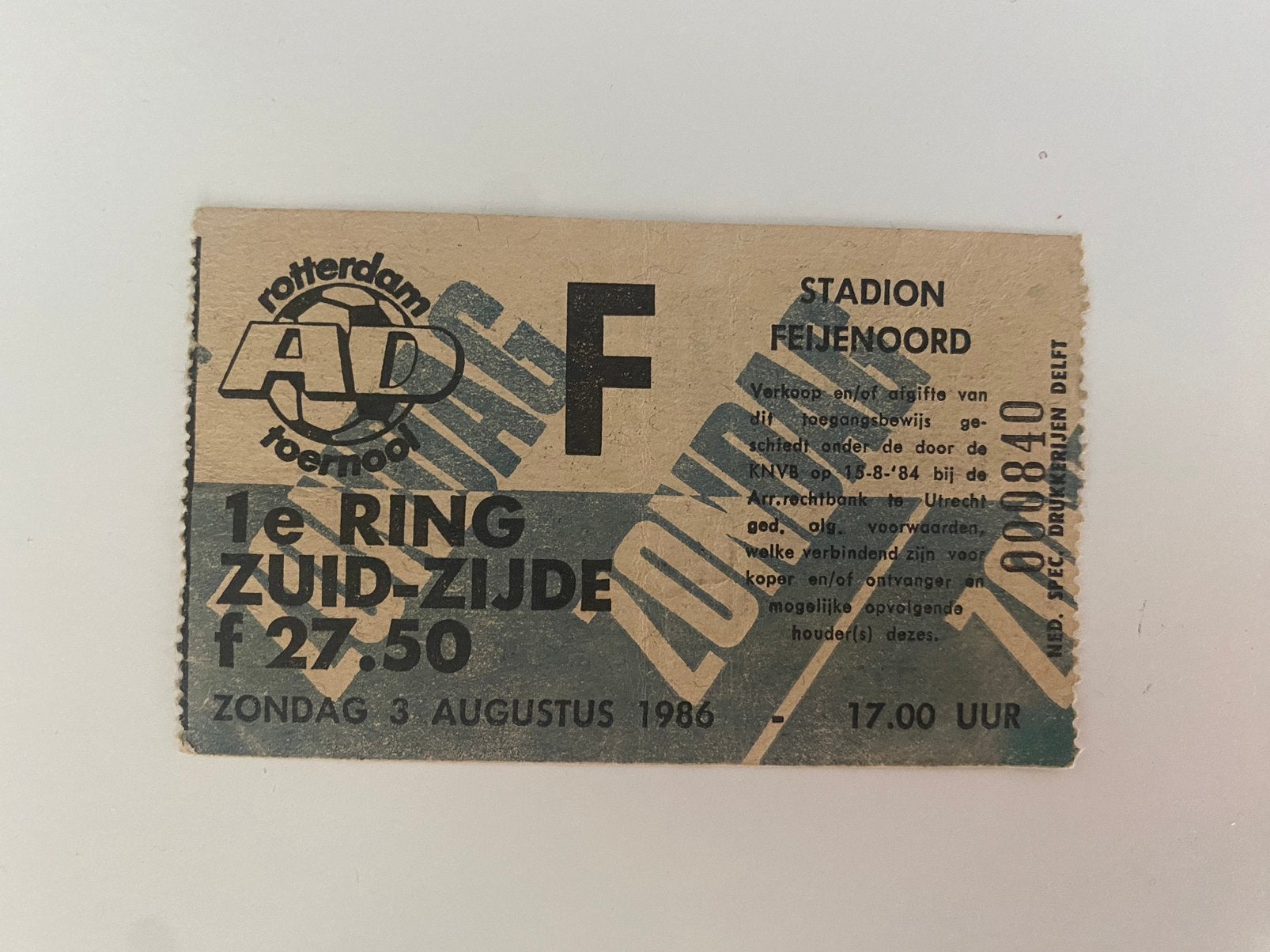 Kaartje Feyenoord AD toernooi, Ophalen of Verzenden, Overige landen