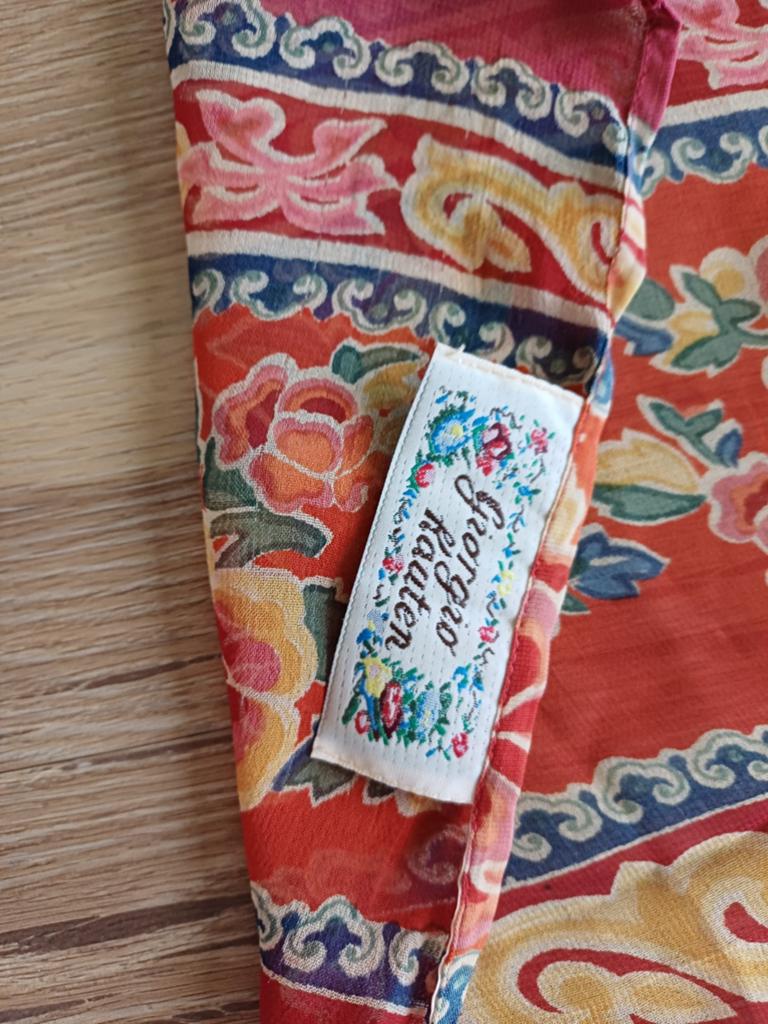 Vintage Giorgio Kauten Sjaal met Oosterse Bloemenprint, Giorgio Kauten, Ophalen of Verzenden, Zo goed als nieuw