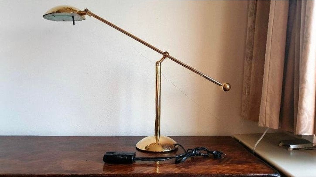 Grote HUSTADT LEUCHTEN messing tafellamp met dimmer, Ophalen, Zo goed als nieuw