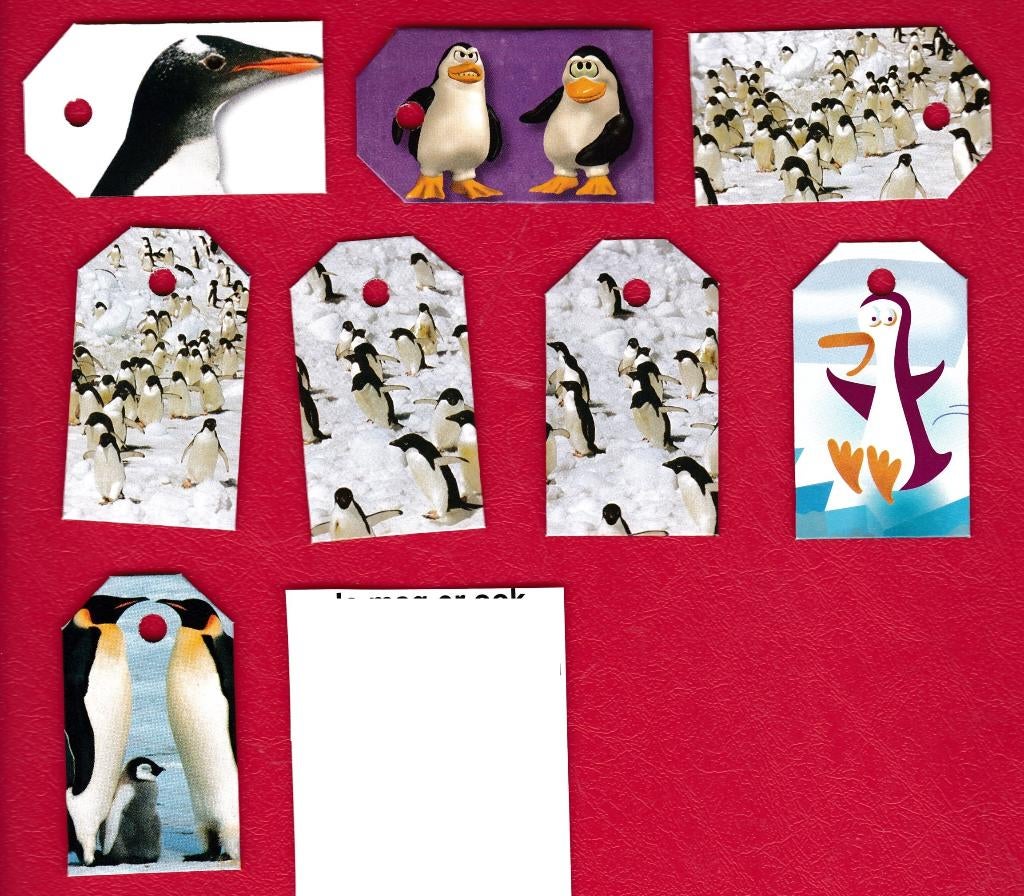 0068) pinguins labeltjes, Ophalen of Verzenden, Zo goed als nieuw, Overige typen
