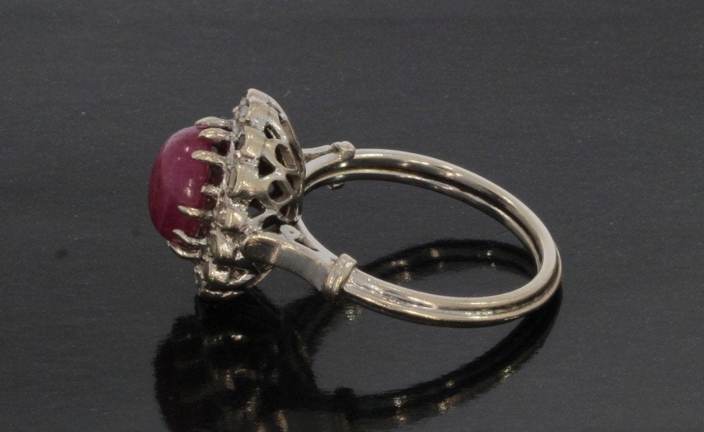 Robijn diamanten 14k gouden vintage ring dames briljant luxe, Sieraden, Tassen en Uiterlijk, Ringen, Voordeelsieraden, Ophalen of Verzenden