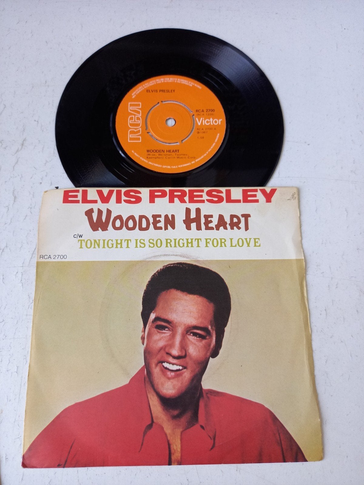 Elvis Presley - Wooden Heart (Single, RCA Victor), Fotohoes, Ophalen of Verzenden, Gebruikt, Pop