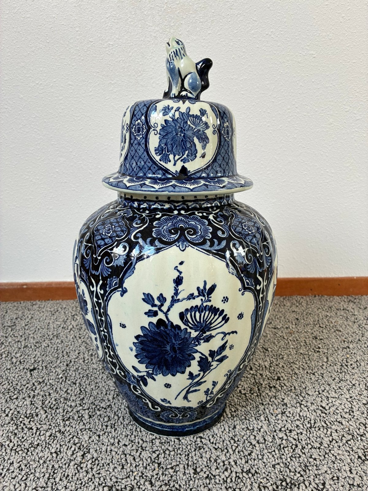 Perfecte staat antieke Delfts Blauwe vaas met deksel, Antiek en Kunst, Ophalen