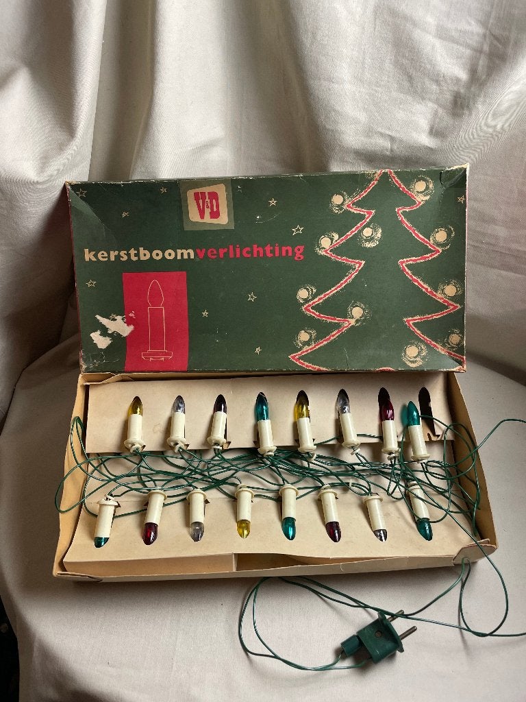 Oude gekleurde kerstboomverlichting VenD jaren 60, Ophalen of Verzenden, Gebruikt
