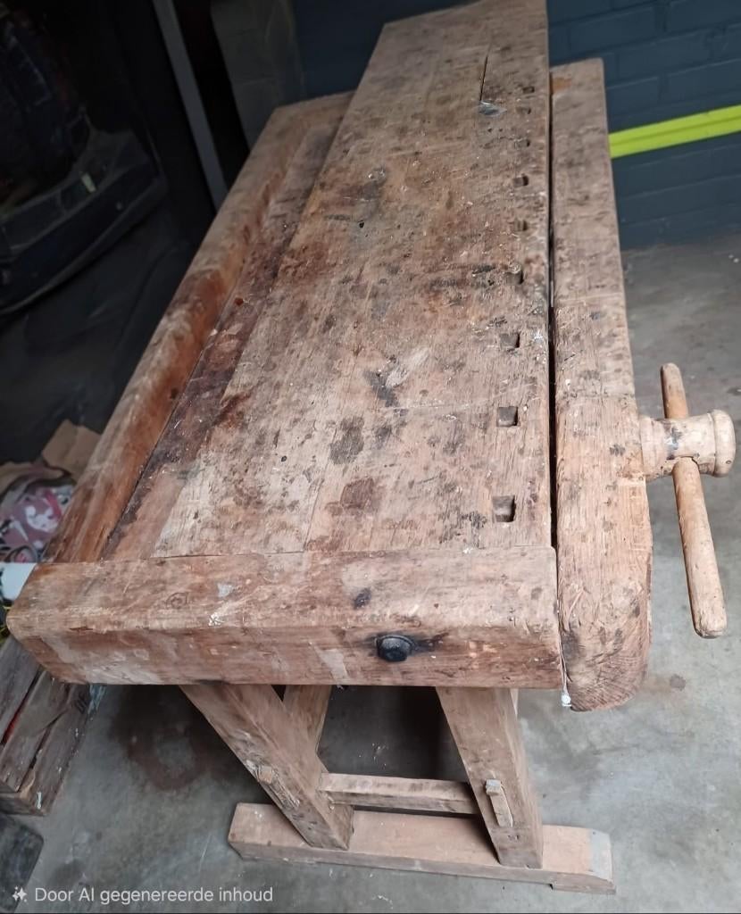 Oude werkbank, Doe-het-zelf en Verbouw, Werkbanken, Ophalen, Gebruikt, 120 tot 170 cm, Bankschroef