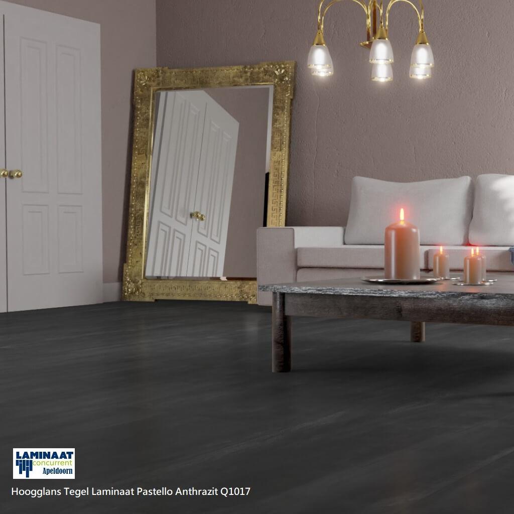 Hoogglans Tegel Laminaat Antraciet 81cm X 40cm €19,95p/m2, Huis en Inrichting, Zwart, Nieuw, Ophalen of Verzenden, Laminaat