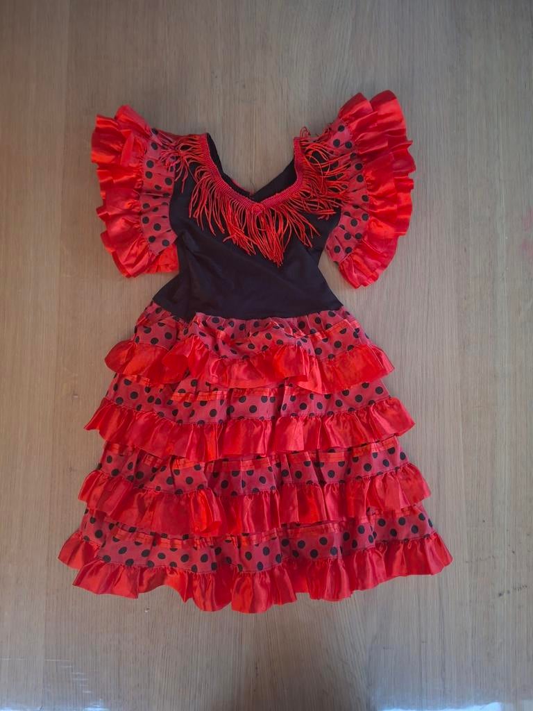 Spaans jurkje carnaval maat 98 - 104, Ophalen, Zo goed als nieuw, 104 of kleiner, Meisje