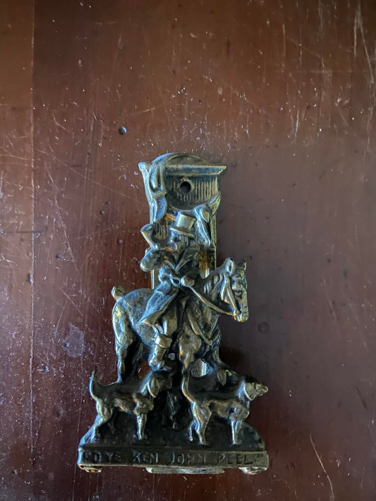 Antieke Bronzen Deurklopper - Jacht Tafereel, Antiek en Kunst, Ophalen of Verzenden, Brons