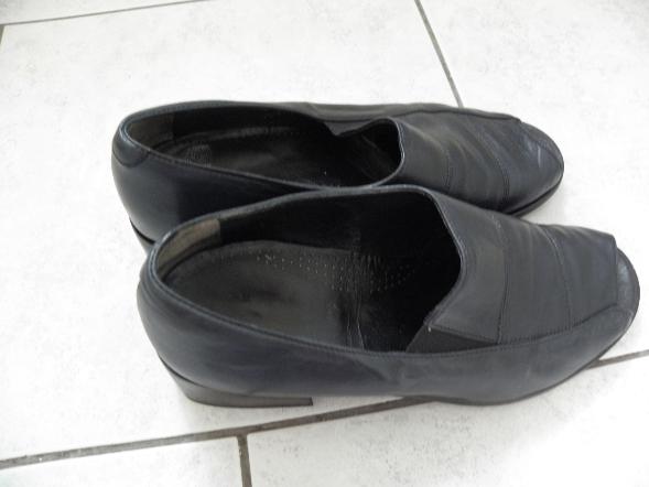 Blauw leren vintage instappers schoenen BURLEY mt 38,5 zgan, Blauw, Instappers, Ophalen of Verzenden, Zo goed als nieuw