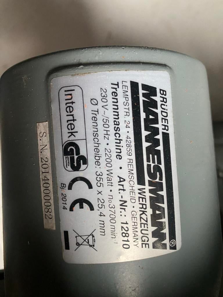 Mannesmann Trennschleifer - Krachtige doorslijpmachine, Ophalen, Gebruikt, 1000 watt of meer, Haakse handslijpmachine