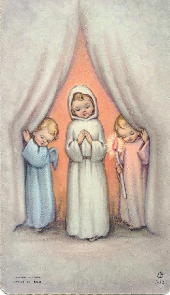 10 Mooie kinderdevotie prentjes van uitg. FB Italy, Ophalen of Verzenden, Zo goed als nieuw, Kaart of Prent, Christendom | Katholiek