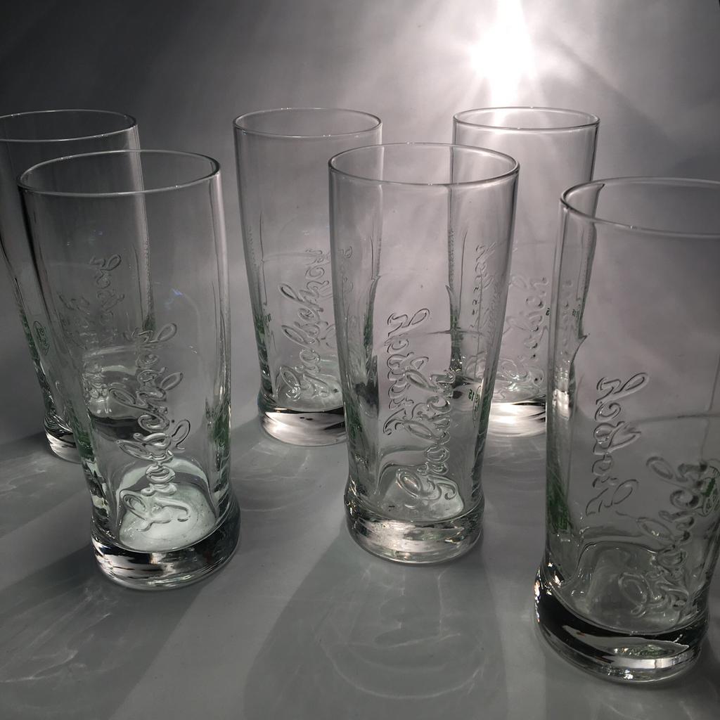 Zes Grolsch bierglazen, fluitjes, Verzenden, Zo goed als nieuw, Bierglas