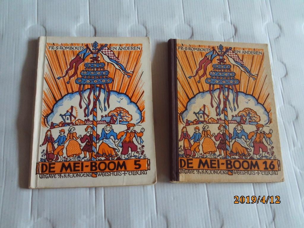 2 boekjes de meiboom - fr.r. rombouts e.a. - ill. piet broos, Ophalen of Verzenden, Gelezen, Overige niveaus