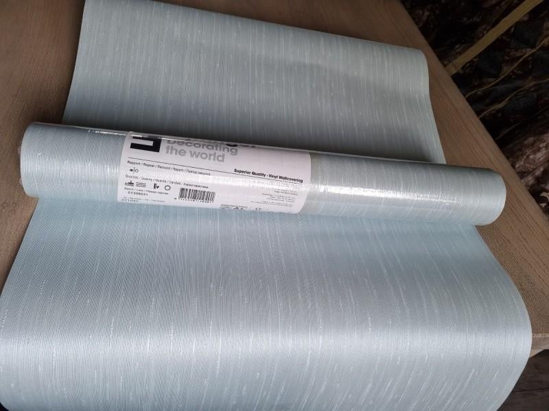 Eijffinger vinyl behang ijsblauw ribbelmotief voorradig, Huis en Inrichting, Stoffering | Behang, Ophalen of Verzenden, 75 m² of meer