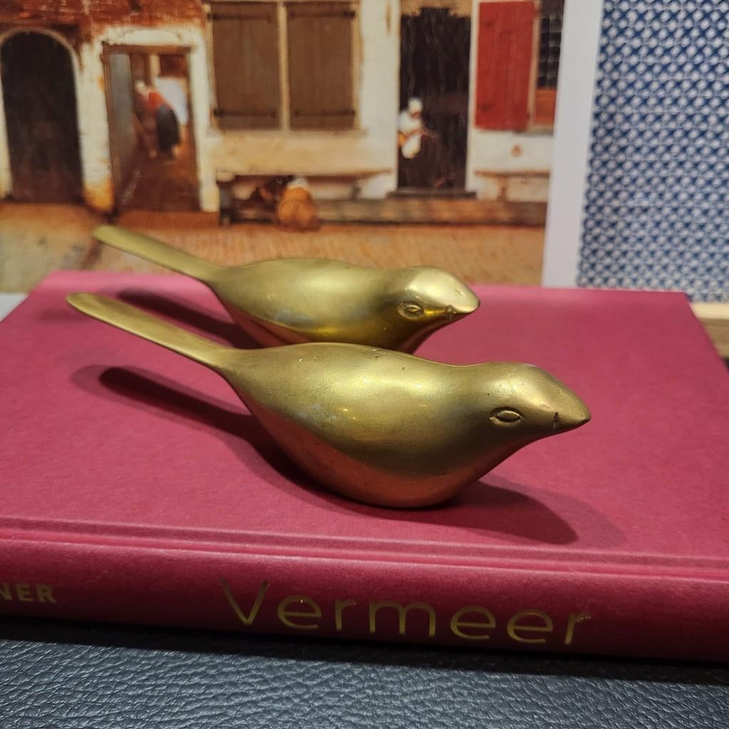 Twee messing vogels - decoratief, Ophalen of Verzenden