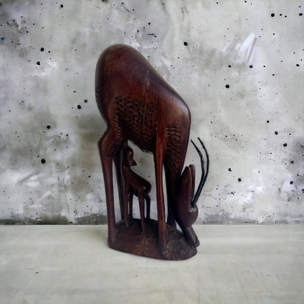 Vintage houten antilope / hert beeld, Ophalen
