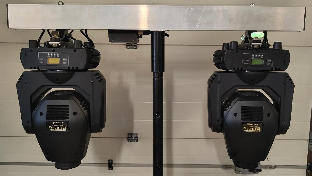Briteq Moving heads op DMX-bar + statieven, Ophalen, Gebruikt, Licht, Geluidgestuurd