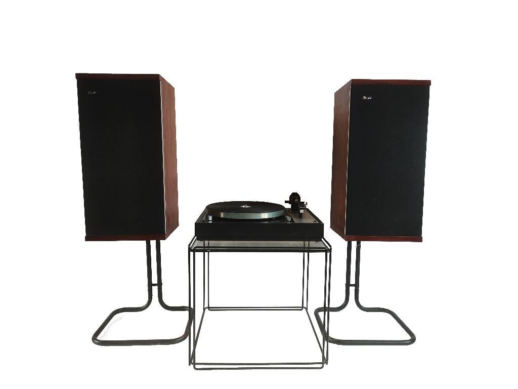 Prachtige vintage teak B&W DM/4 speakers met Maja stands, Audio, Tv en Foto, Luidsprekers, Ophalen, Gebruikt, 60 tot 120 watt