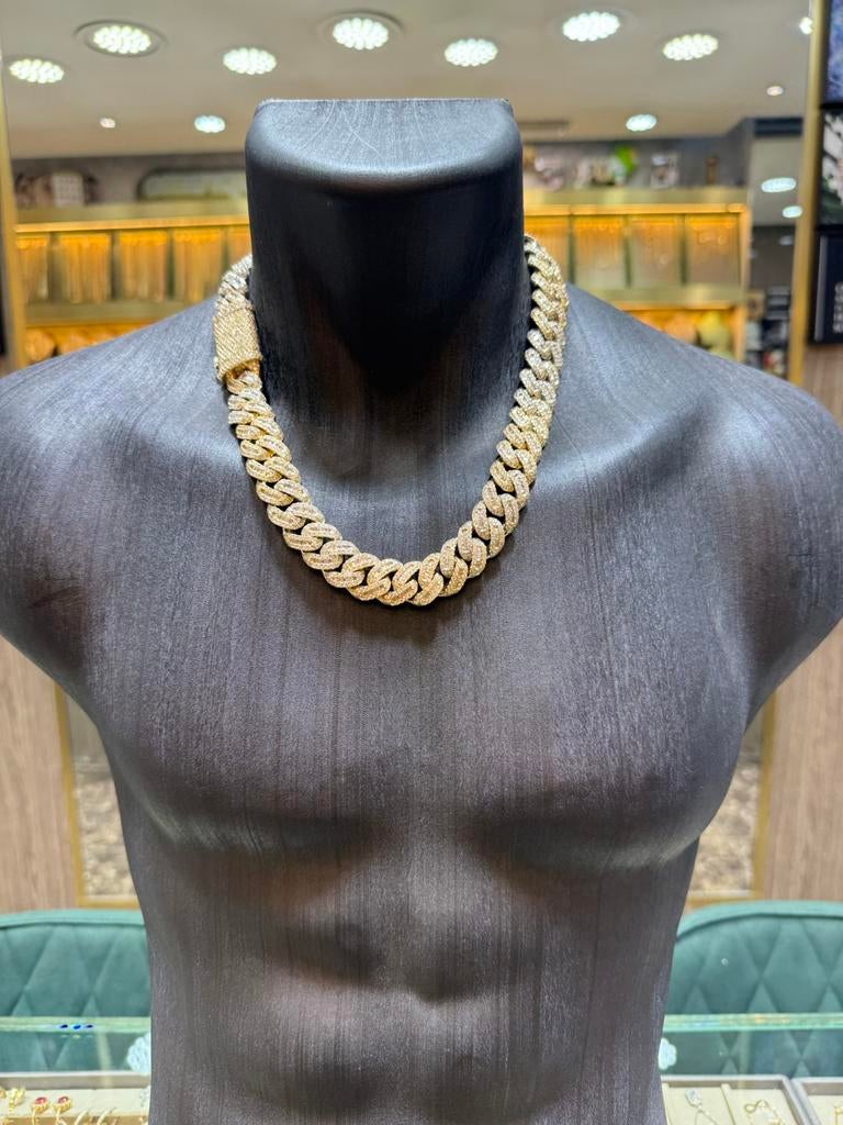 14KT Goud - 255 Gr-Diamant Cuban VVS - Cuban Chain - Ketting, Sieraden, Tassen en Uiterlijk, Kettingen, Ophalen, Zo goed als nieuw