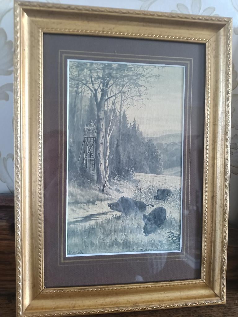 Te koop: 2 mooie oude jachtprenten, Ophalen of Verzenden