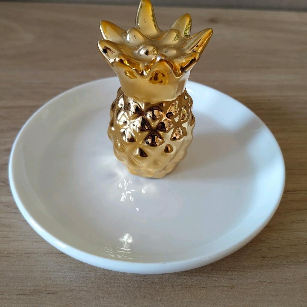 NIEUW🍍TRINKET DISH MET GOUDEN  ANANAS*THEETIP*, Huis en Inrichting, Woonaccessoires | Overige, Verzenden, Nieuw