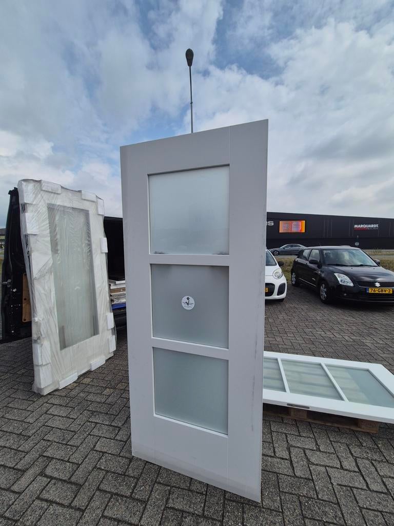 Deur met Satijn gehard glas (88x211,5) NIEUW, Ophalen, 80 tot 100 cm, Binnendeur, Nieuw